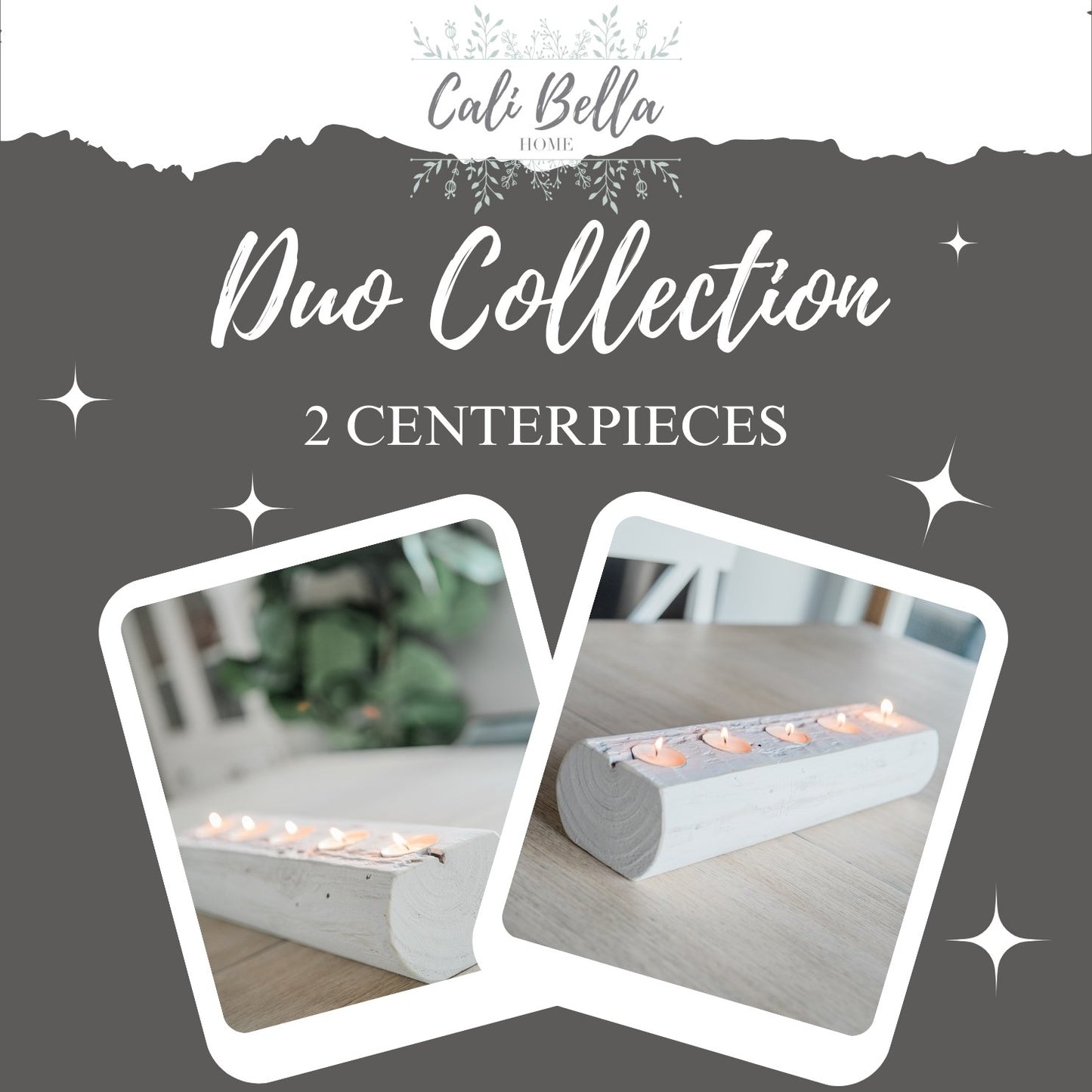 Duo Collection - 2 Centerpieces - Handcrafted Wooden Tea Lights