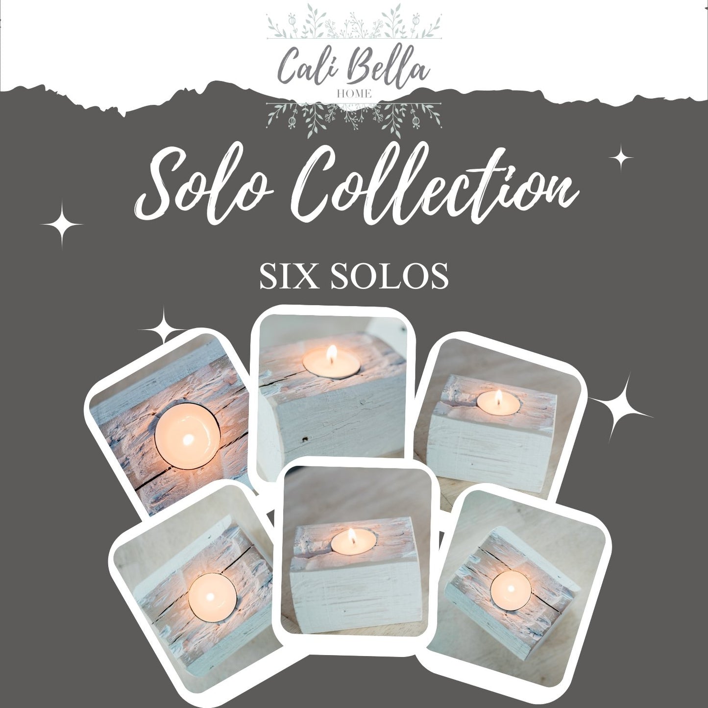 Solo Collection - Set of 6 Handcrafted Wooden Tea Lights