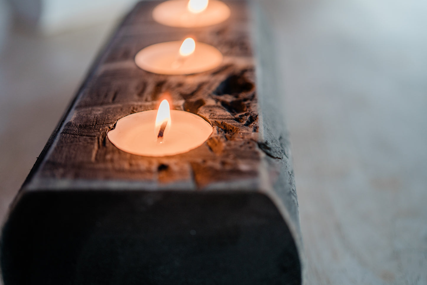 Hygge Collection: Centerpiece, Trio, Solo Handcrafted Wooden Tea Lights